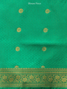 Banarasee Art Silk Self Weave Saree With Zari Work - Red Green & Gold - S031704432