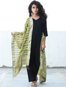 Sage Green Cotton Silk Hand Block Printed Dupatta - D04170478