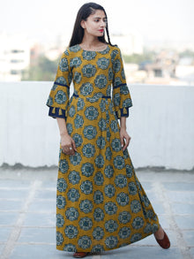 EVENING ELEGANCE - Hand Block Printed Long Cotton Dress - D348F1814