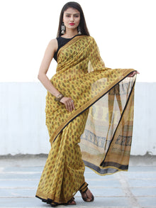 Yellow Red Black Maroon Bagh Hand Block Printed Kota Doria Saree - S031703900