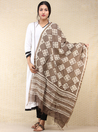 Kashish White Chanderi Hand Block Printed Dupatta - D04170715