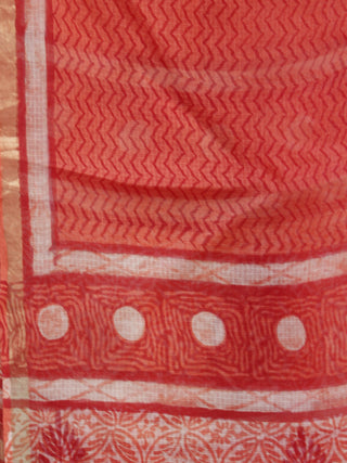 Pink Maroon Ivory Kota Silk Hand Black Printed Dupatta - D04170196