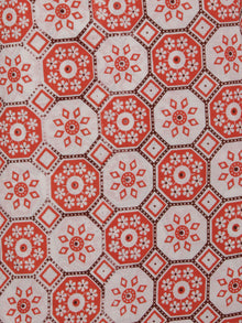 White Rust Orange Hand Block Printed Cotton Suit-Salwar Fabric With Chiffon Dupatta (Set of 3) - S16281306