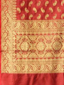 Banarasi Chanderi Dupatta With Zari Work - Red & Gold - D04170820