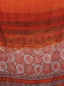 White Rust Orange Hand Block Printed Cotton Suit-Salwar Fabric With Chiffon Dupatta (Set of 3) - S16281306