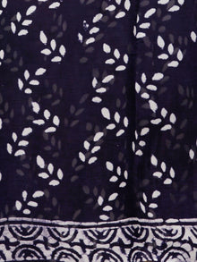 Black White Hand Block Printed Chiffon Saree with Zari Border - S031703261