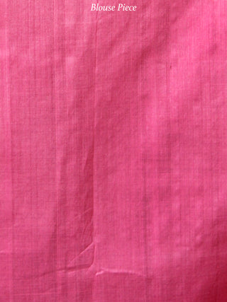 Sky Blue Pink Yellow Grey Ikat Handwoven Ganga Jamuna Border Cotton Saree - S031703638