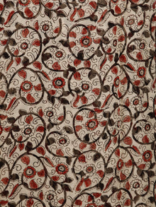 Ivory Red Black Hand Block Printed Chiffon Saree with Zari Border - S031703218