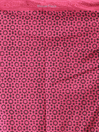 Magenta Pink Black Bagh Printed Maheshwari Cotton Saree - S031704206