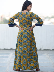 EVENING ELEGANCE - Hand Block Printed Long Cotton Dress - D348F1814