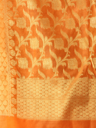 Banarasi Chanderi Dupatta With Resham Work - Yellow & Gold - D04170819