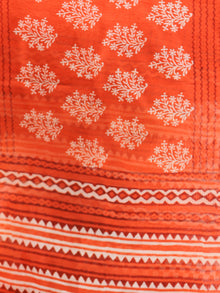 Orange Ivory Maroon Hand Block Printed Dupatta - D04170327