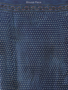 Indigo Maroon Black Ivory Ajrakh Hand Block Printed Modal Silk Saree - S031704264