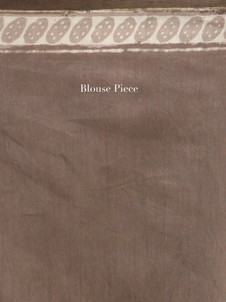 Kashish White Hand Block Printed Chanderi Saree With Zari Border - S031704531