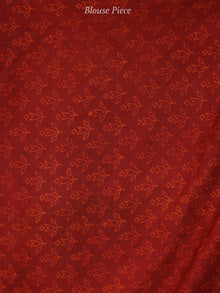 Red Black Green Ajrakh Hand Block Printed Modal Silk Saree in Natural Colors - S031703725