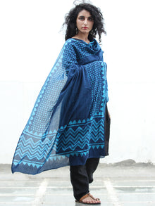 Indigo Sky Blue Cotton Hand Block Printed Dupatta - D04170425