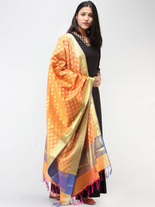 Banarasi Semi Georgette Dupatta With Zari Work -  Orange Purple & Gold  - D04170922