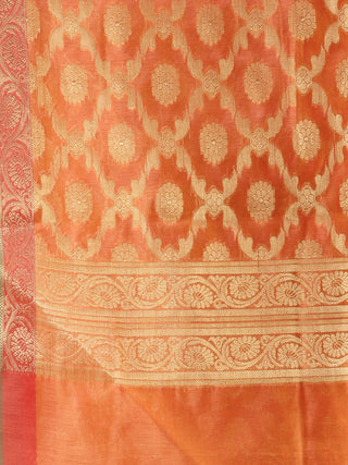 Banarasi Chanderi Dupatta With Zari Work - Yellow & Gold - D04170822