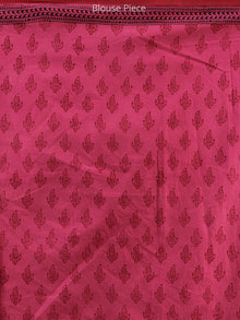 Blush Red Pink Black Bagh Printed Maheshwari Cotton Saree - S031704252