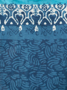Indigo White Blue Hand Block Printed Cotton Mul Saree - S031703046