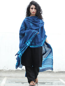 Indigo Sky Blue Cotton Hand Block Printed Dupatta - D04170426