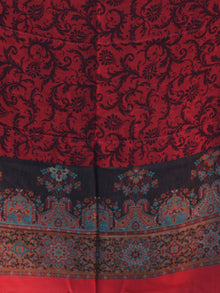 Maroon Navy Jamavari Silk Woollen Kashmiri Stole - S200538