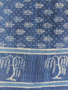 Indigo Ivory Handloom Cotton Hand Block Printed Dupatta - D04170568