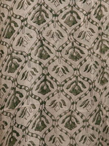Ivory Black Green Hand Block Printed Chiffon Saree with Zari Border - S031703221