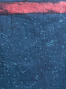 Indigo White Rosewood Pink Hand Block Printed Cotton Mul Saree   - S031703047