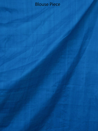 Midnight Blue Off White Double Ikat Handwoven Mercerised Cotton Saree - S031703541