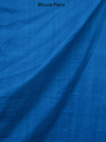 Midnight Blue Off White Double Ikat Handwoven Mercerised Cotton Saree - S031703541