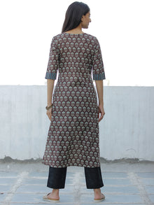 Brown Green Hand Block Printed Cotton Kurta - K190F1869