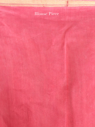 Pink Ivory Hand Block Printed Maheshwari Silk Saree With Zari Border - S031704533