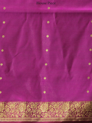 Banarasee Art Silk Self Weave Saree With Zari Work - Green Magenta & Gold - S031704339