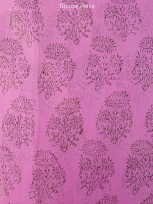Onion Pink Yellow Hand Block Printed Chiffon Saree with Zari Border - S031703943
