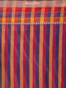 Purple Coral Handloom Mangalagiri Cotton Saree With Zari Border - S031704057