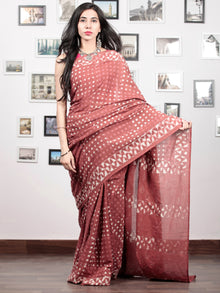 Blush White Hand Block Printed Cotton Mul Saree - S031703048