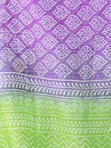 Purple Light Green Chanderi Hand Block Printed Dupatta - D04170479