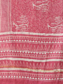 Pink White Chanderi Hand Block Printed Dupatta - D04170569