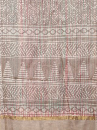 Kashish White Chanderi Hand Block Printed Dupatta - D04170719