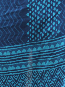 Indigo Sky Blue Cotton Hand Block Printed Dupatta With Tassels - D04170427