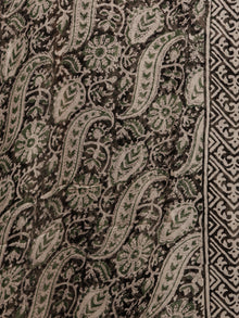 Ivory Black Hand Block Printed Chiffon Saree with Zari Border - S031703222