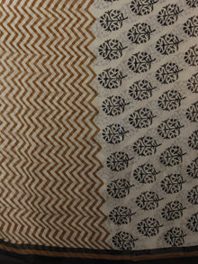 Ivory Peanut Brown Black Hand Block Printed Cotton Suit-Salwar Fabric With Chiffon Dupatta (Set of 3) - S16281309