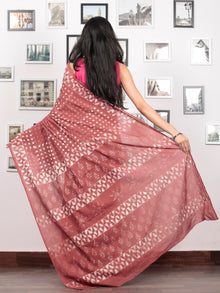 Blush White Hand Block Printed Cotton Mul Saree - S031703048