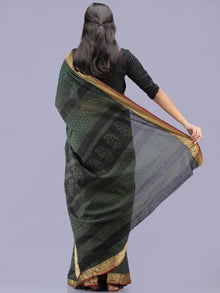 Green Black Bagh Printed Maheshwari Cotton Saree - S031704208