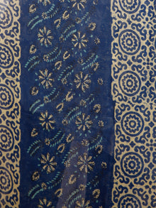 Royal Blue Yellow Hand Block Printed Chiffon Saree with Zari Border - S031703506
