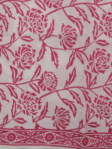 White Pink Orange Hand Block Printed Cotton Suit-Salwar Fabric With Chiffon Dupatta (Set of 3) - S16281310