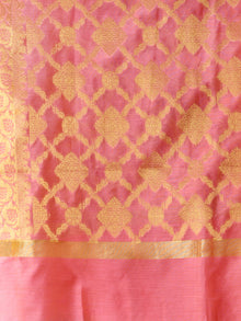 Banarasi Chanderi Dupatta With Resham Work - Pink & Gold - D04170823