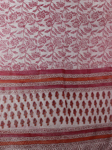White Pink Orange Hand Block Printed Cotton Suit-Salwar Fabric With Chiffon Dupatta (Set of 3) - S16281310