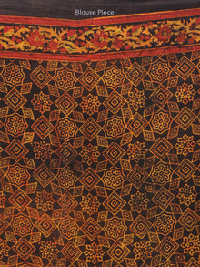 Rust Black Mustard Ajrakh Hand Block Printed Modal Silk Saree - S031704199